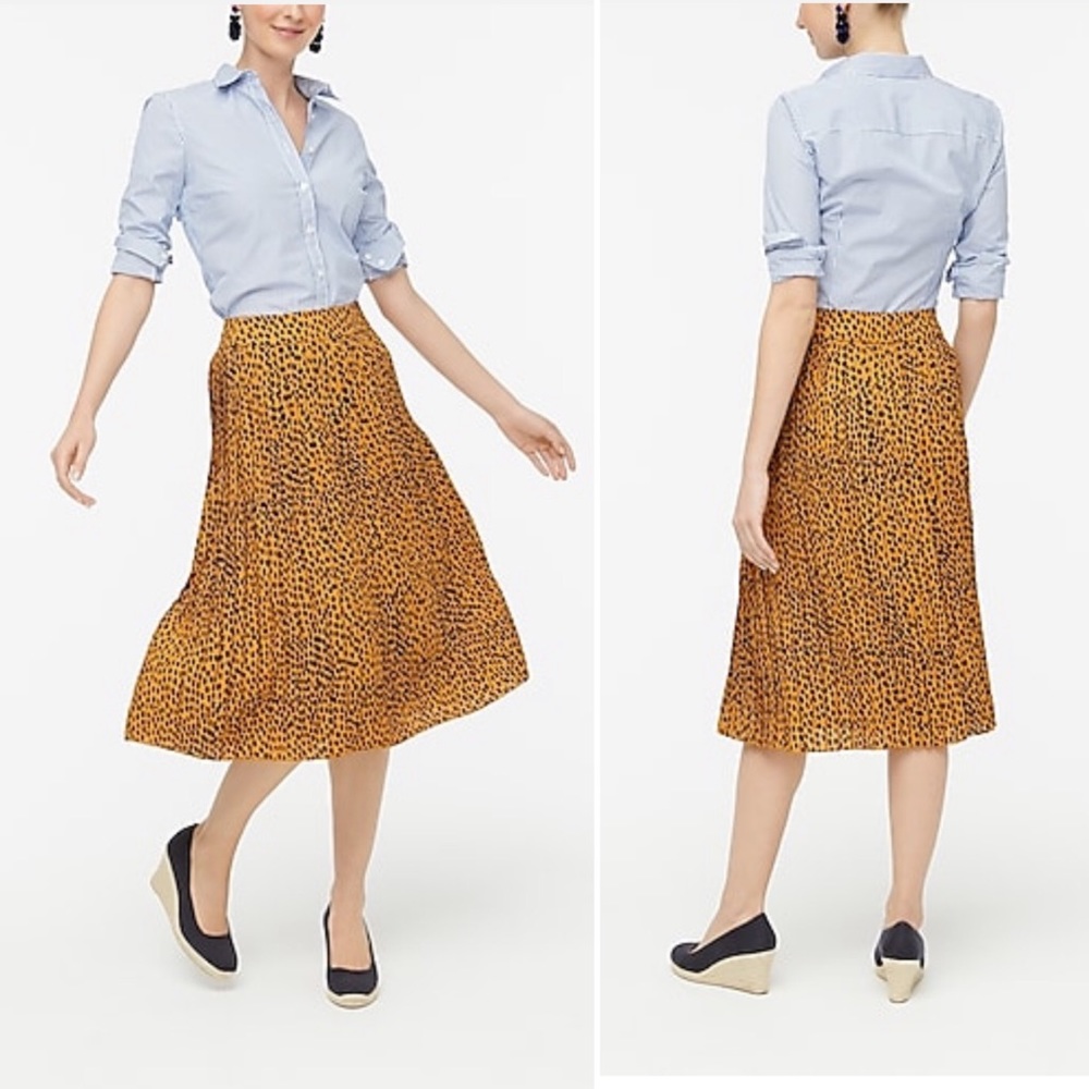 J. Crew Women’s Pleated Midi Skirt Animal Print 6